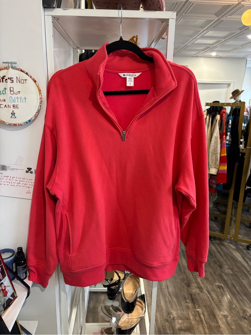Athleta coral/red Half-Zip Pullover Sweatshirt